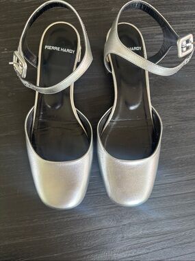 Pierre Hardy Silver Metallic Ankle-Strap Heels